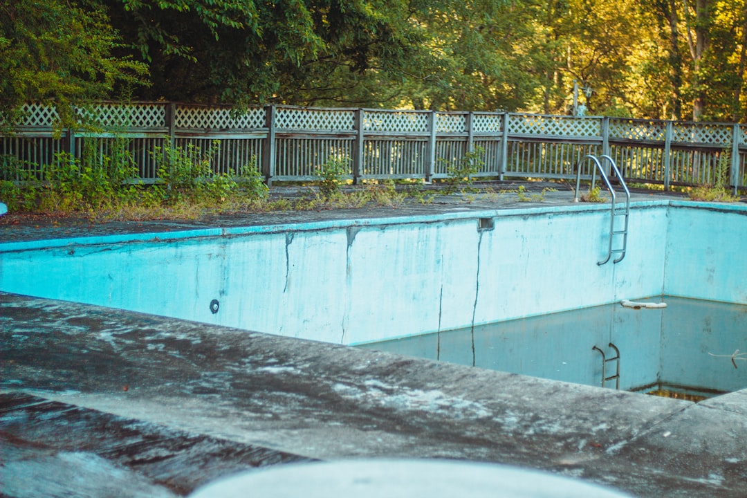 Abandoned swimming pool in Appalachia at an abandoned campground.